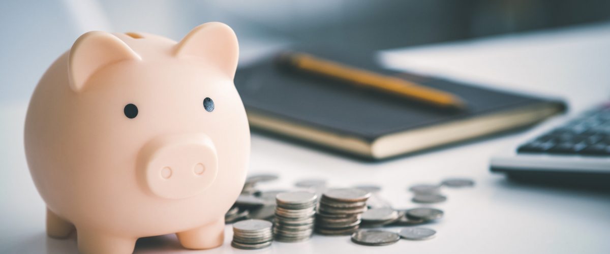 Coins Money wealth income saving with piggy bank concept. Saving money concept.